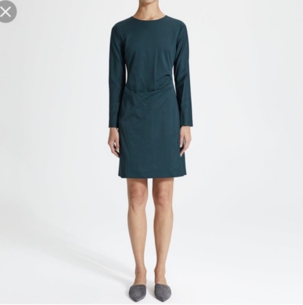 Theory Side fold dress continues 2 deep fern melange green